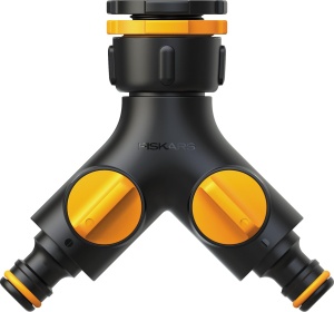 Conector robinet Fiskars 2-Wege-Ventil 1027061 cu reglare ONOFF compatibil universal negruportocaliu