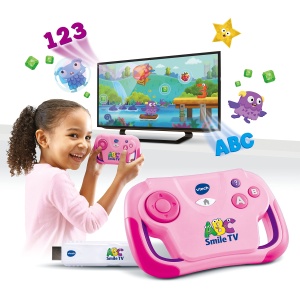 Consola de invatare VTech ABC Smile TV roz, HDMI, 15 niveluri, pentru 3-7 ani