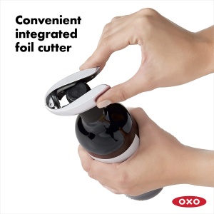 Corkenzieher OXO Good Grips cu maner ergonomic, negru-silver, cu cutter detasabil - Img 7