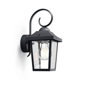Corpuri de perete de exterior Philips Buzzard, priza E27, rezistente la apa, negru, IP44 rezistente la intemperii - Img 3