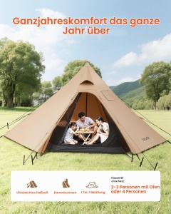 Cort de camping VEVOR DW258099, pentru 4 persoane, impermeabil, cu interior din plasa - Img 4