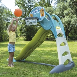 Cos de baschet Smoby 3-in-1 pentru copii, accesorii rampa, rezistent la intemperii - Img 4