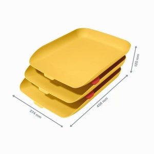 Cos de Birou Leitz A4, Set 3 Bucati, Culoare Galben, Design Ergonomic - Img 4