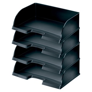 Cos de birou Leitz Plus Jumbo A4, 4 buc, capacitate mare, negru