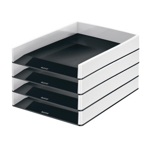 Cos de birou Leitz WOW A4, 4 bucati, design modern, negrugri
