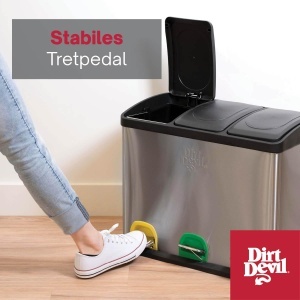 Cos de gunoi Dirt Devil 3 x 15L, sistem de reciclare, inox, cu capac cu inchidere lenta - Img 4
