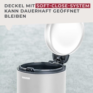 Cos de gunoi FACKELMANN MILANO 3L Alb mat, cu capac, pentru baie si WC - Img 5