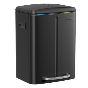 Cos de gunoi metalic SONGMICS LTB40B02, 2 x 20 L, negru, cu sistem de reciclare