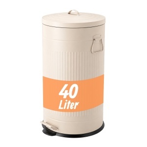 Cos de gunoi Relaxdays, 40 litri, design vintage, bej