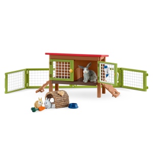 Cotet pentru iepuri Schleich Farm World 42420, 8 piese, pentru copii de la 3 ani