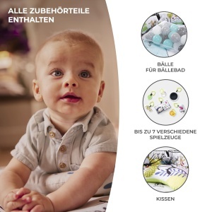 Covor de joaca Kinderkraft SMARTPLAY, 2 in 1, cu 20 mingi, cu perna, pentru 0-2 ani - Img 4