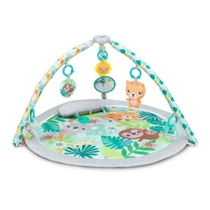 Covor de joaca pentru bebelusi Bright Starts Wild Regenwald design jungla, 7 jucarii incluse