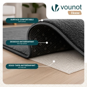 Covor VOUNOT 160x230 cm, rutschfeste, antiderapant, culoare antracit - Img 5