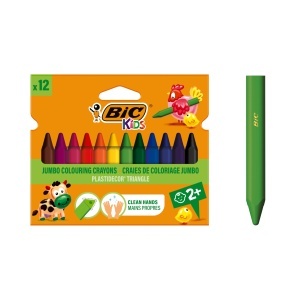 Creion cerat BIC Kids Plastidecor Triangle, 12 culori, bruchsicher, pentru copii