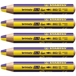 Creion colorat STABILO woody 3 in 1, 10 mm, 10 culori, apa si cerneala