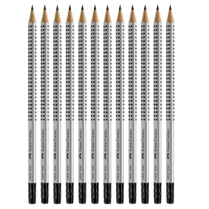 Creion Faber-Castell GRIP 2001 HB cu radiera, set 12 bucati