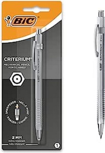Creion mecanic BIC Criterium, 2 mm, cu radierguma incorporat, aluminiu