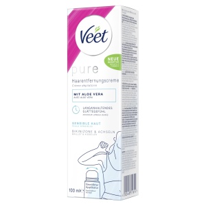 Crema de indepartare a parului Veet Pure pentru Bikinizona si Achseln, 100 ml, cu Aloe Vera
