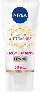 Crema de maini NIVEA Luminous 630, 50 ml, anti-pete, cu acid hialuronic