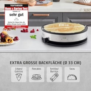 Crepes Maker CASO CM1300 8 trepte de temperatura suprafata antiaderenta 33cm NegruInox - Img 3
