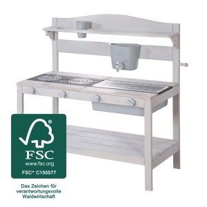 Cucina de joaca pentru copii roba Matschkuche, 88 cm, din lemn, gri - Img 3