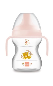Cupa de invatare MAM Learn to Drink, 190 ml, roz, cu manere antiderapante