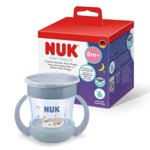Cupa pentru invatarea bautului NUK Mini Magic, 160 ml, gri, cu protectie impotriva varsarii