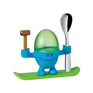 Cupa pentru oua WMF McEgg cu lingura, plastic, inox Cromargan, albastra