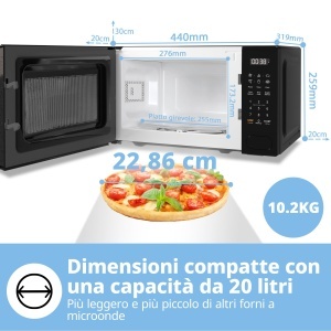 Cuptor cu microunde digital COMFEE 700W 20L 6 meniuri presetate gatit expres 11 niveluri de putere dezghetare functie de memorie - negru - CM-E202CCBK - Img 8