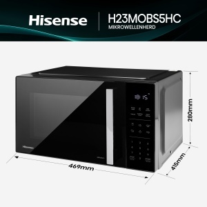 Cuptor cu microunde Hisense H23MOBS5HC, 23L, 900W, Air Fry, Negru - Img 2