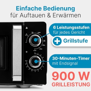 Cuptor cu microunde ProfiCook PC-MWG 1208, 17L, 900W, Negru - Img 3