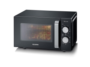 Cuptor cu microunde SEVERIN 2 in 1 cu gratar, utilizare pe 2 niveluri, baza de sticla plata in loc de placa rotativa cu suprafata utila XXL pentru vase unghiulare, curatare usoara, cuptor cu microunde, 20L, negru, MW 7762