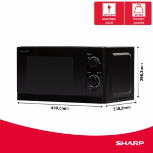 Cuptor cu microunde SHARP R200BKW, 20L, 800W, Negru - Img 2