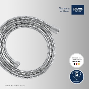 Curea dus GROHE VitalioFlex Metal, 1,50m, rezistenta la 16 bar, crom - Img 3