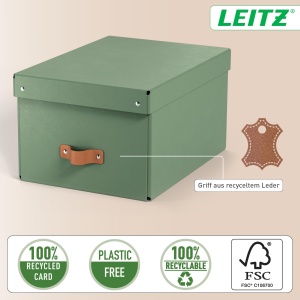 Cutie de depozitare Leitz Puro, 2 bucati, 17 L, verde, din carton reciclat - Img 5