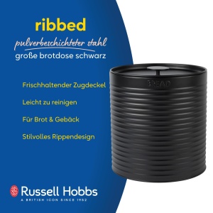 Cutie de paine Russell Hobbs RH03269EU7 din otel, neagra, usor de curatat - Img 2