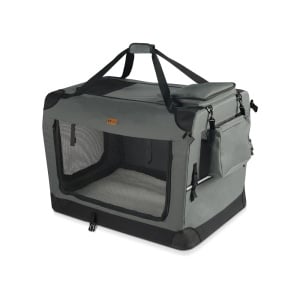 Cutie de transport pliabila VOUNOT pentru caini si pisici, 50x35x36 cm, gri