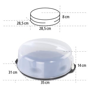 Cutie de transport tort Xavax rotunda cu capac Recipient pentru tort 31,5 cm diametru, inaltime interioara 8 cm, cutie pentru tort cu ajutor de impartire a pieselor, farfurie pentru tort antracit, transparent - Img 5