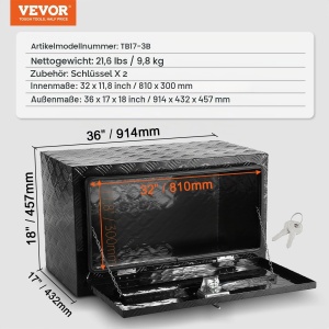 Cutie de unelte VEVOR TB17-3B, aluminiu, 914 x 432 x 457 mm, 40 kg - Img 7