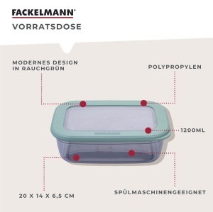 Cutie depozitare Fackelmann 1200ml transparenta capac fumuriu rezistenta la masina de spalat vase - Img 2