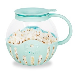 Cutie pentru Popcorn JOCCA, 2,2 l, din sticla, cu gratar din silicon, albastra