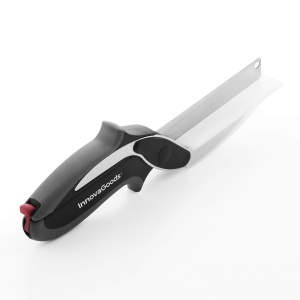 Cutit de Bucatarie InnovaGoods 2-in-1 cu Mini-Placa de Taiat, Ergonomic, NegruGri - Img 4