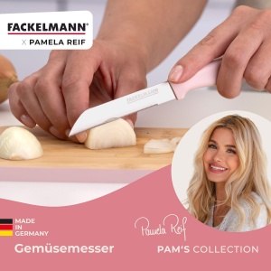 Cutit pentru legume Fackelmann x Pamela Reif lama zimtata 12 cm maner ergonomic pastel roz - Img 2