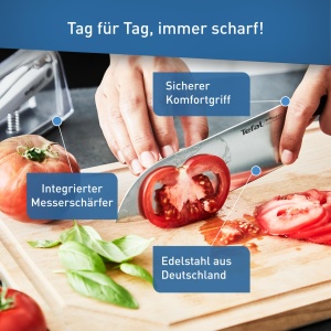 Cutit Tefal Eversharp Santoku 165 cm Negru cu Sistem de Ascutire Integrat - Img 3