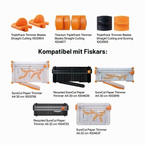 Cutite de schimb Fiskars pentru masini de taiat hartie, 2 bucati, titanium, portocalii - Img 3