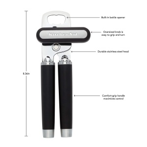 Deschizator multifunctional KitchenAid, 21.6 cm, negru, 2-in-1 - Img 3