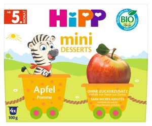 Deserturi Mini HiPP Bio cu Mere, 6x100g, fara zahar adaugat