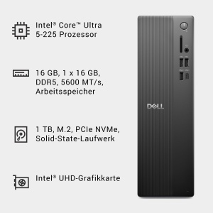 Desktop Dell Slim ECS1250, Intel Core Ultra 5, 16GB RAM, 1TB SSD, Negru - Img 7
