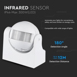 Detector de miscare infrarosu V-TAC 1354, 180, alb, IP44 - Img 5