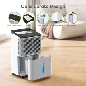 Dezumidificator CONOPUPlus 16L/zi, dezumidificator electric ultra-silentios, control central inteligent, mod AUTO, indicator luminos de umiditate, cronometru 24 de ore, dezumidificator de camera, mai eficient - Img 8
